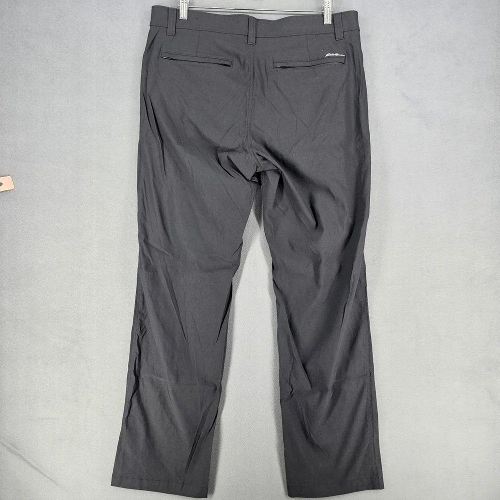 Eddie Bauer Travex Pants Mens 35x32 Black Stretch Chino Performance Travel